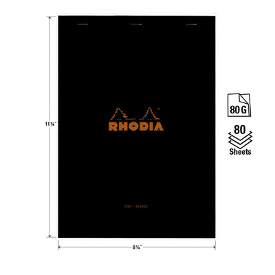 Rhodia No 18 Top Staplebound A4 Black Blank Notepad Specifications