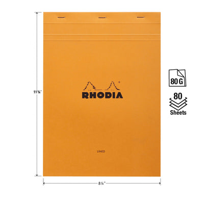 Rhodia No 18 Top Staplebound A4 Orange Lined with Margin Notepad Specifications
