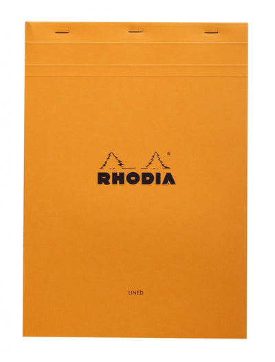 Rhodia No 18 Top Staplebound A4 Orange Lined with Margin Notepad Front Cover