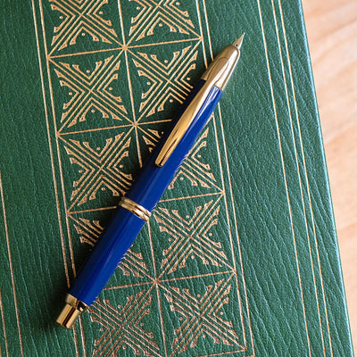 Pilot Namiki Vanishing Point Blue & Gold Plated Trim Fountain Pen 18k Gold Nib-Pilot-Truphae