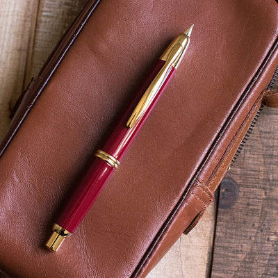 Pilot Namiki Vanishing Point Red & Gold Plated Trim Fountain Pen 18k Gold Nib-pilot-Truphae