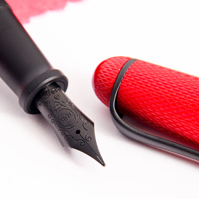 Aurora 88 Red Mamba Fountain Pen Black Gold Nib Details