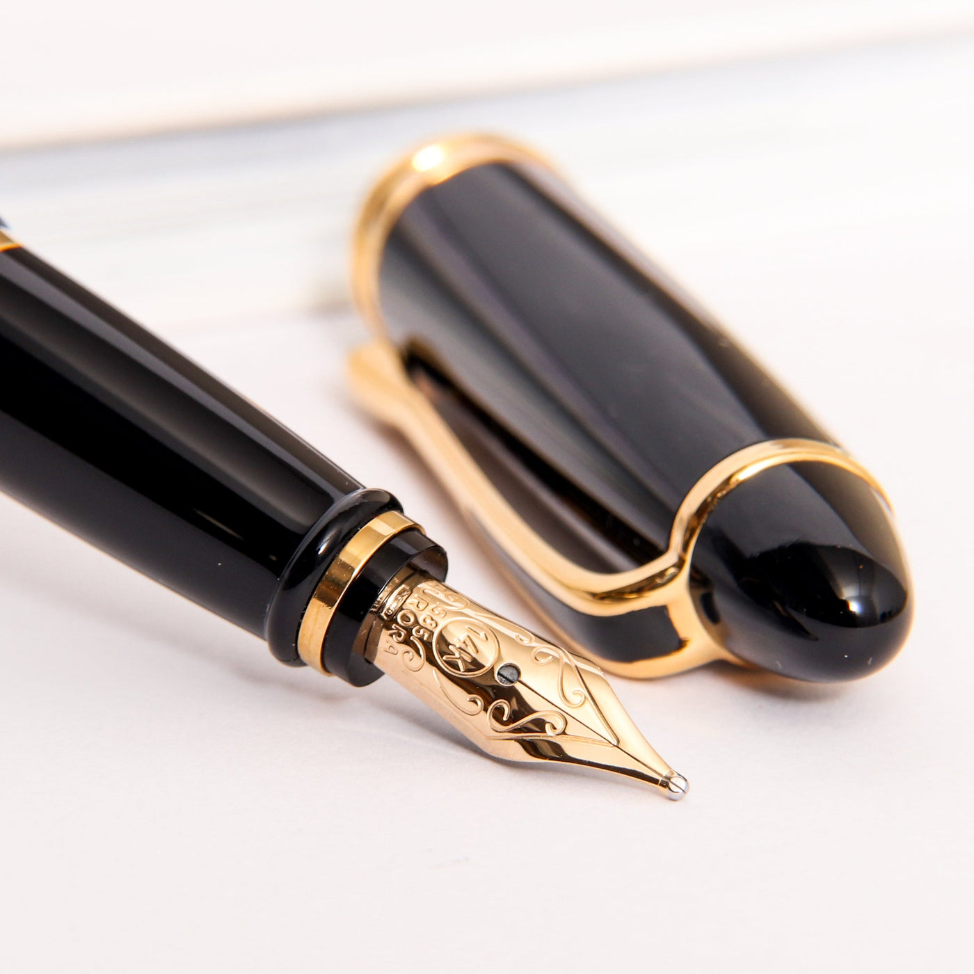 Aurora Ipsilon Deluxe Black & Gold Fountain Pen Gold Nib