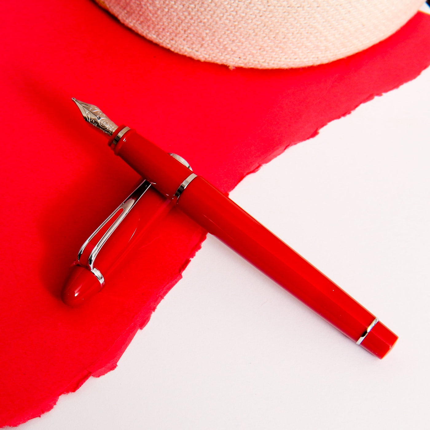 Aurora Ipsilon Deluxe Red & Chrome Fountain Pen