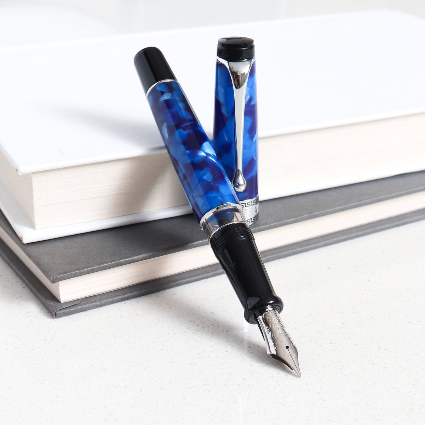 Optima Auroloide Blue & Chrome Fountain Pen