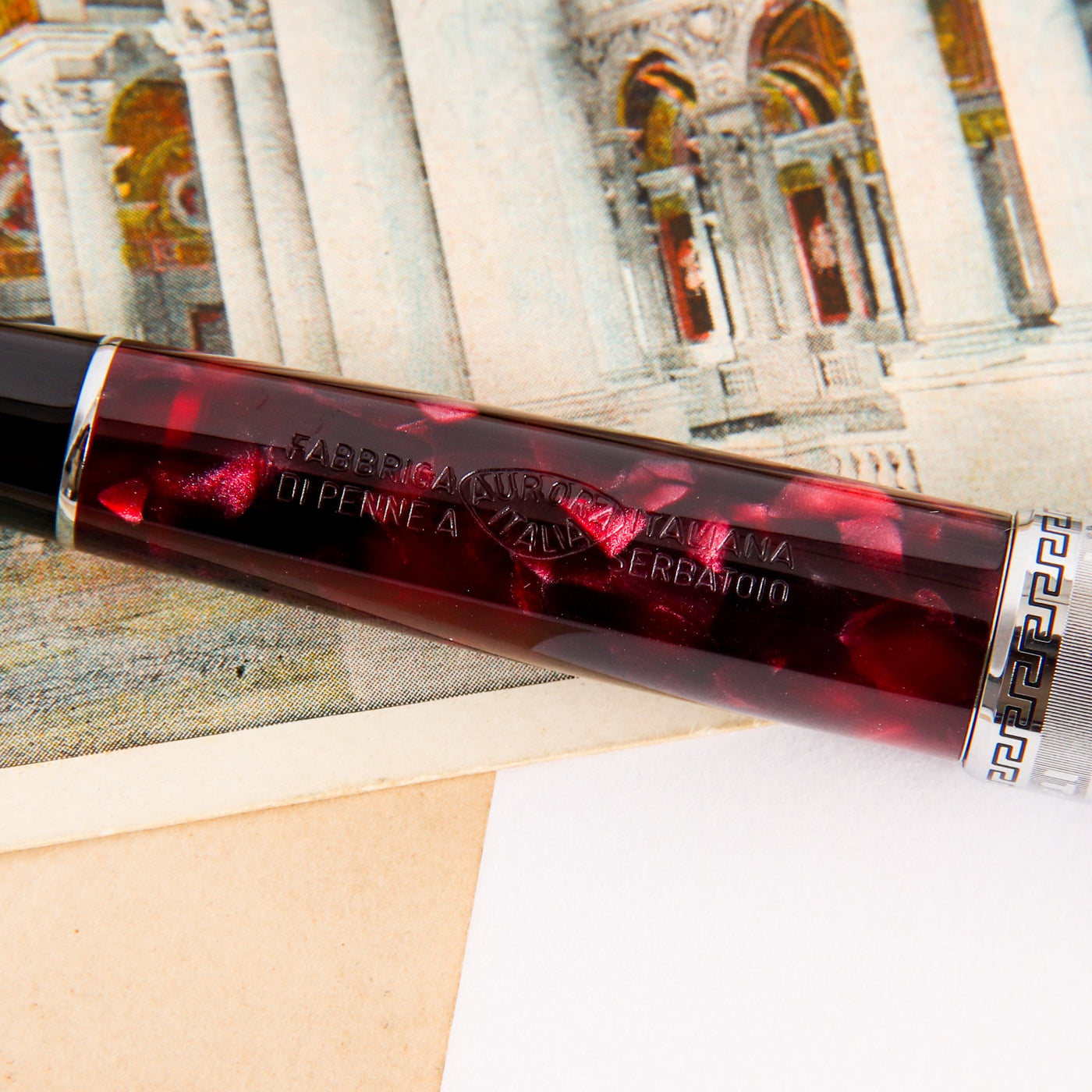 Aurora Optima Auroloide Burgundy Fountain Pen Engraving