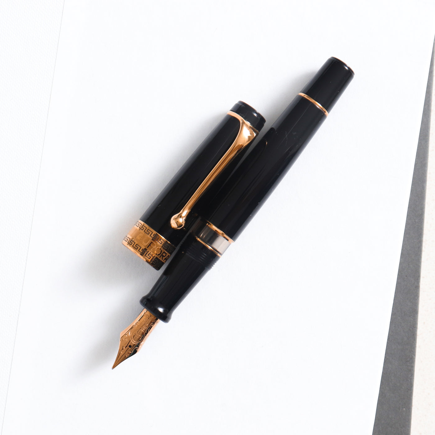 Optima Black Resin & Gold Fountain Pen