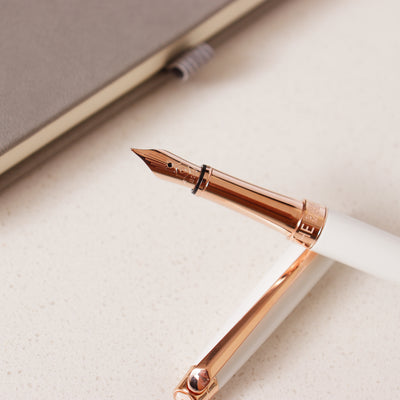 Caran D'Ache Leman Slim White & Rose Gold Fountain Pen