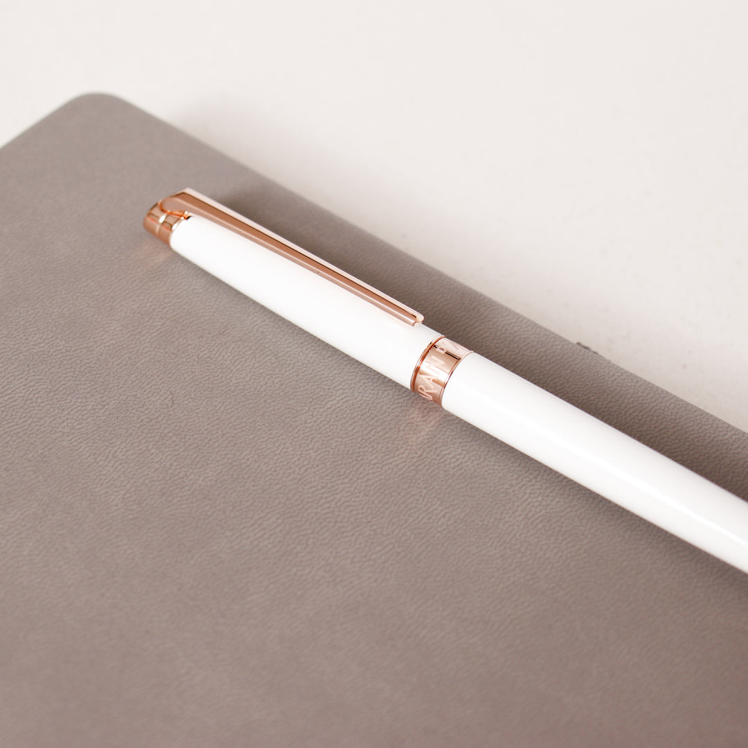 Caran D'Ache Leman Slim Fountain Pen - White & Rose Gold – Truphae