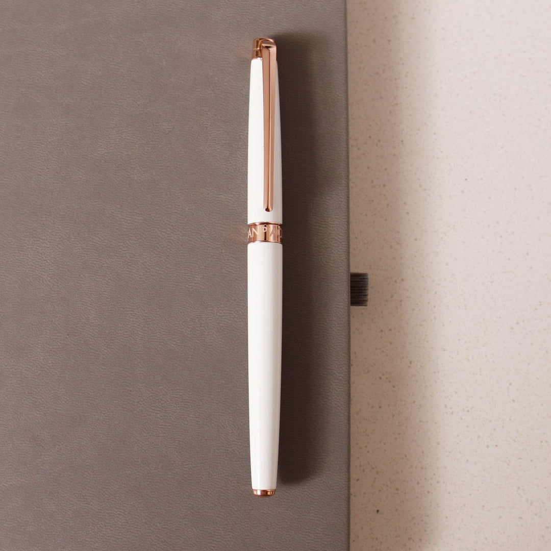 Caran D'Ache Leman Slim Fountain Pen - White & Rose Gold – Truphae