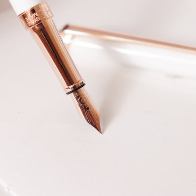 Caran D'Ache Leman Slim White & Rose Gold Fountain Pen