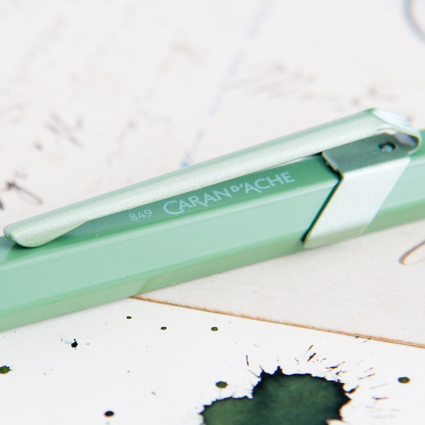 Caran d'Ache 849 Clay Green Ballpoint Pen Details