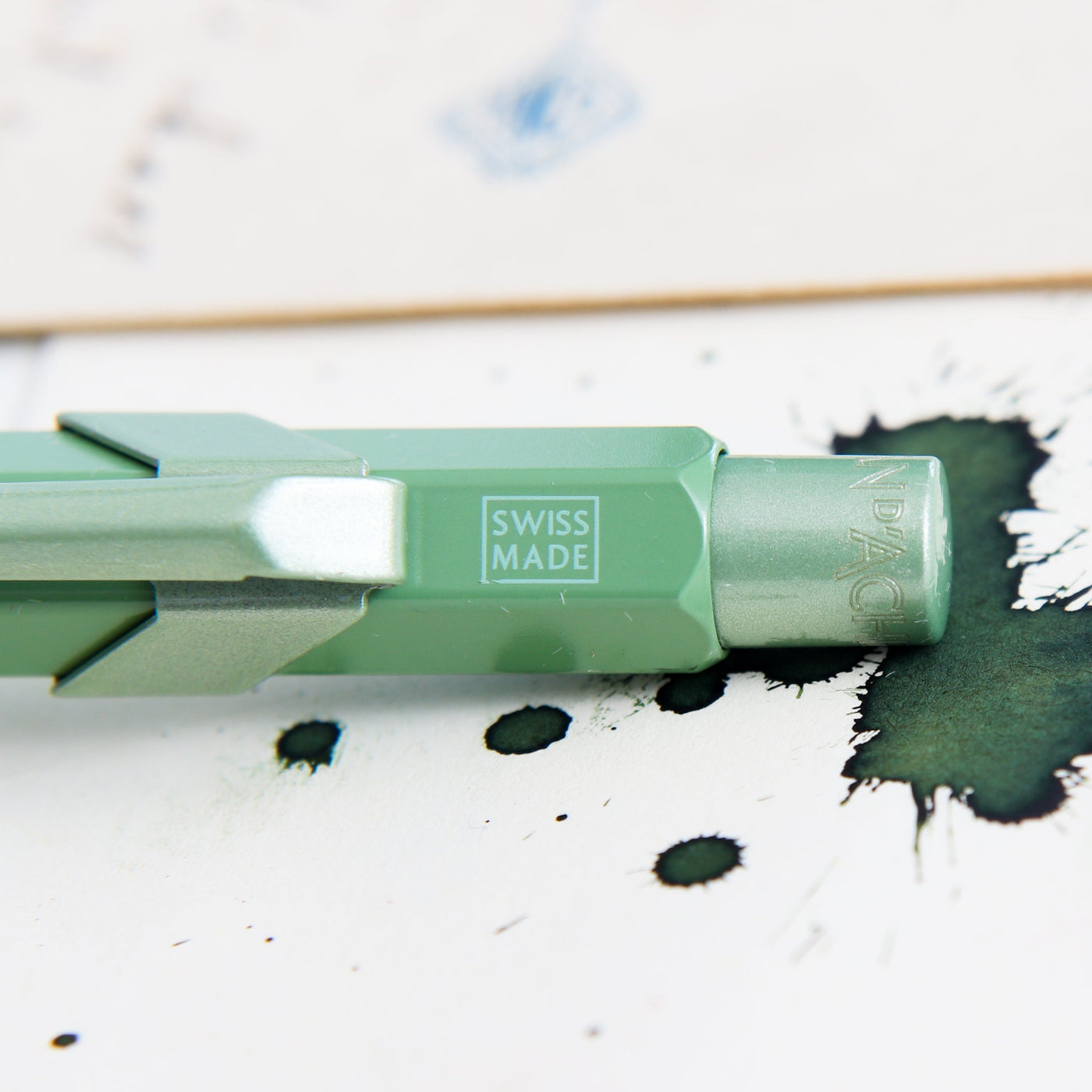 Caran d'Ache 849 Clay Green Ballpoint Pen Swiss Made Clip