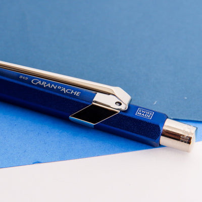 Caran d'Ache 849 Colormat X Blue Ballpoint Pen Silver Clip