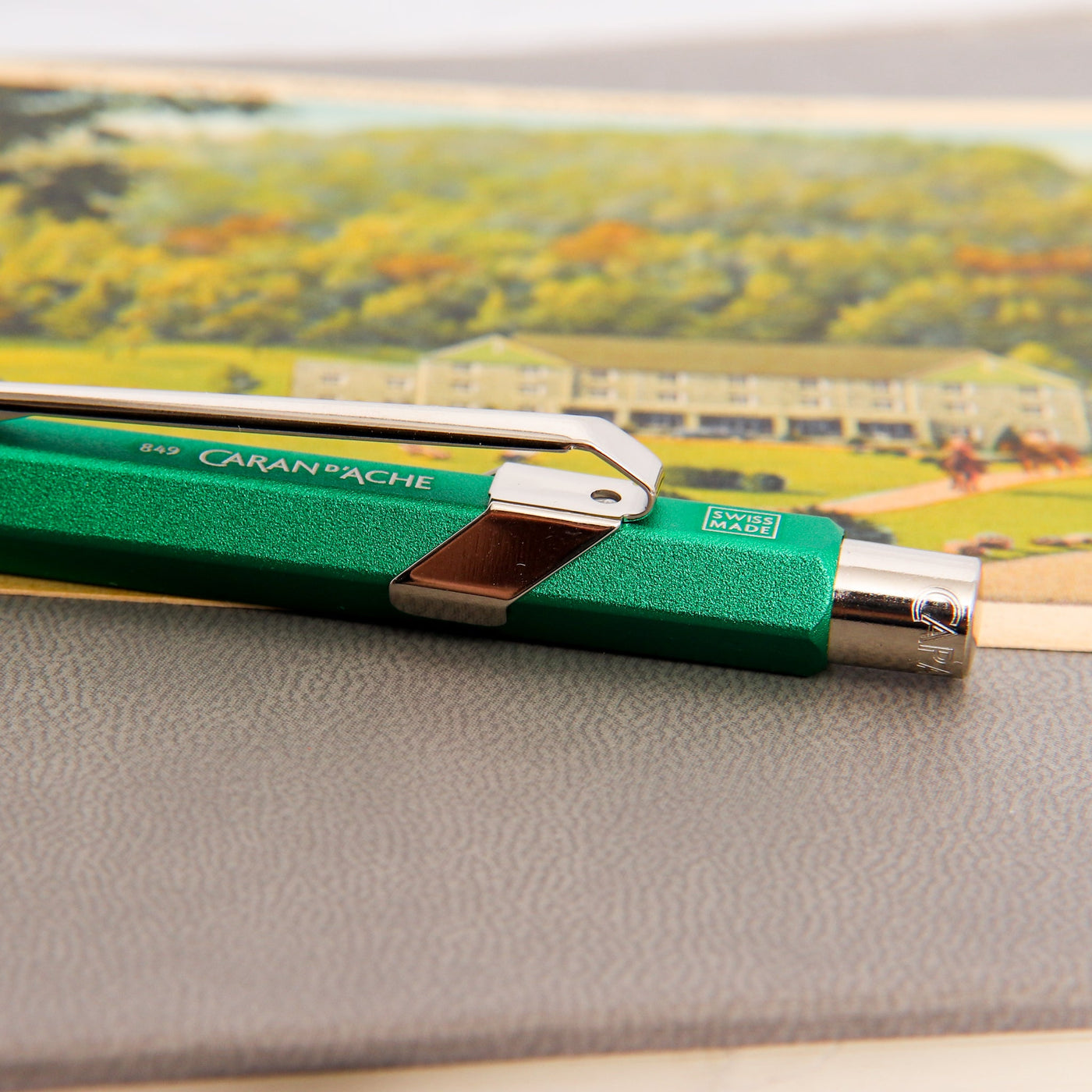 Caran d'Ache 849 Colormat X Green Ballpoint Pen Silver Clip