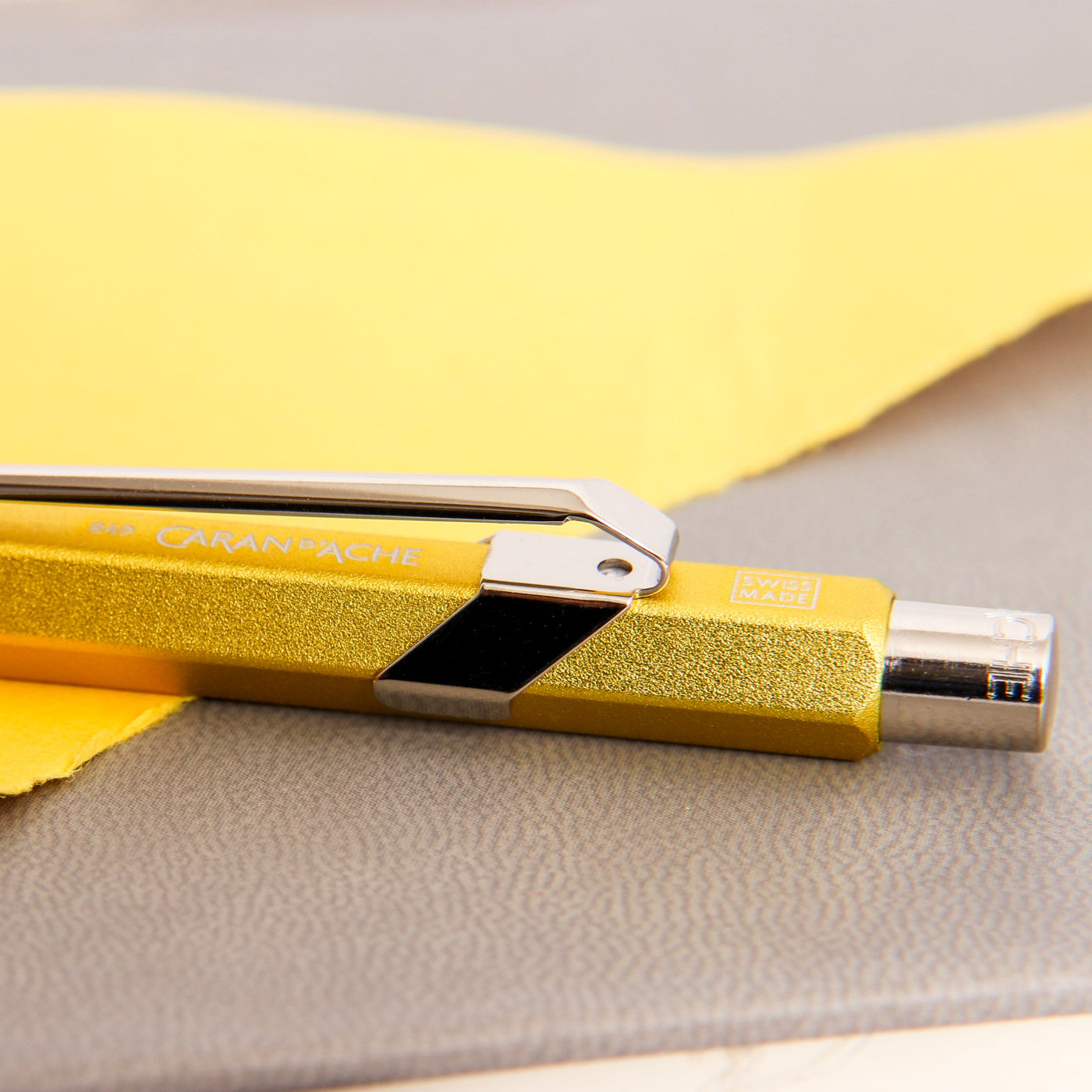 Caran d'Ache 849 Colormat X Yellow Ballpoint Pen Silver Clip