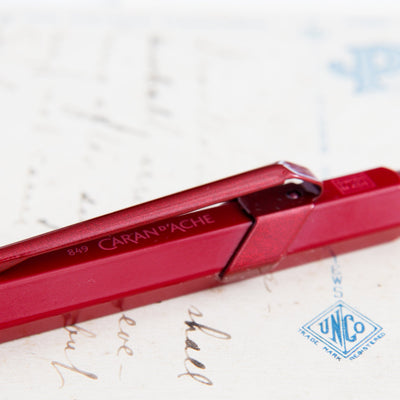 Caran d'Ache 849 Garnet Red Ballpoint Pen Details
