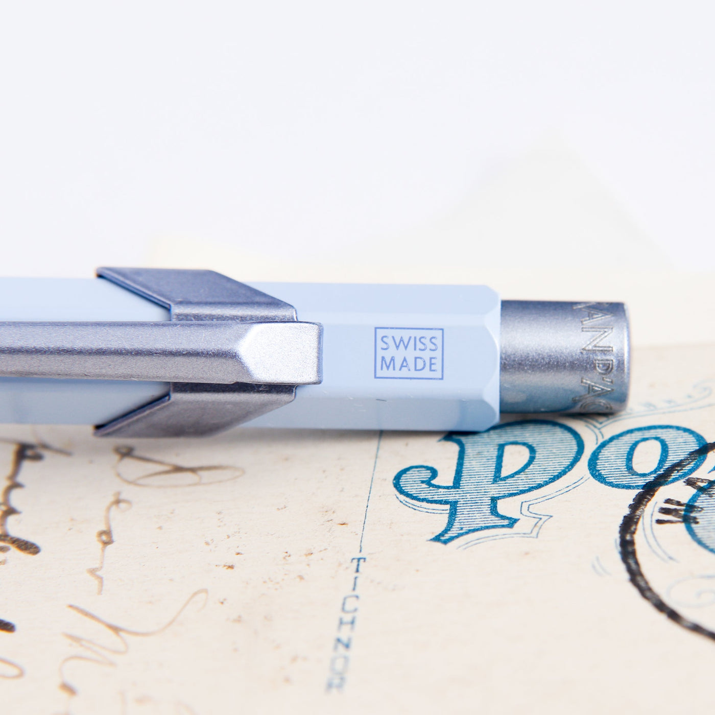 Caran d'Ache 849 Polar Blue Ballpoint Pen Swiss Made Clip