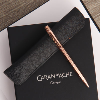 Caran d'Ache Ecridor Venetian Chevron Rose Ballpoint Pen With Leather Case