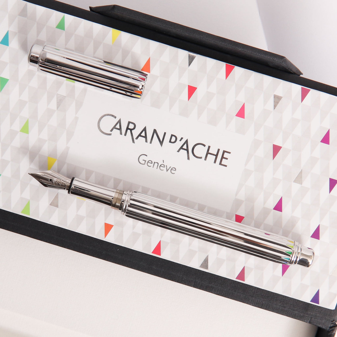 Caran-d'Ache-Varius-Rainbow-Fountain-Pen-Silver-Barrel