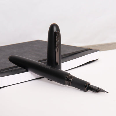 Conklin All American Matte Black & Gunmetal Fountain Pen Uncapped