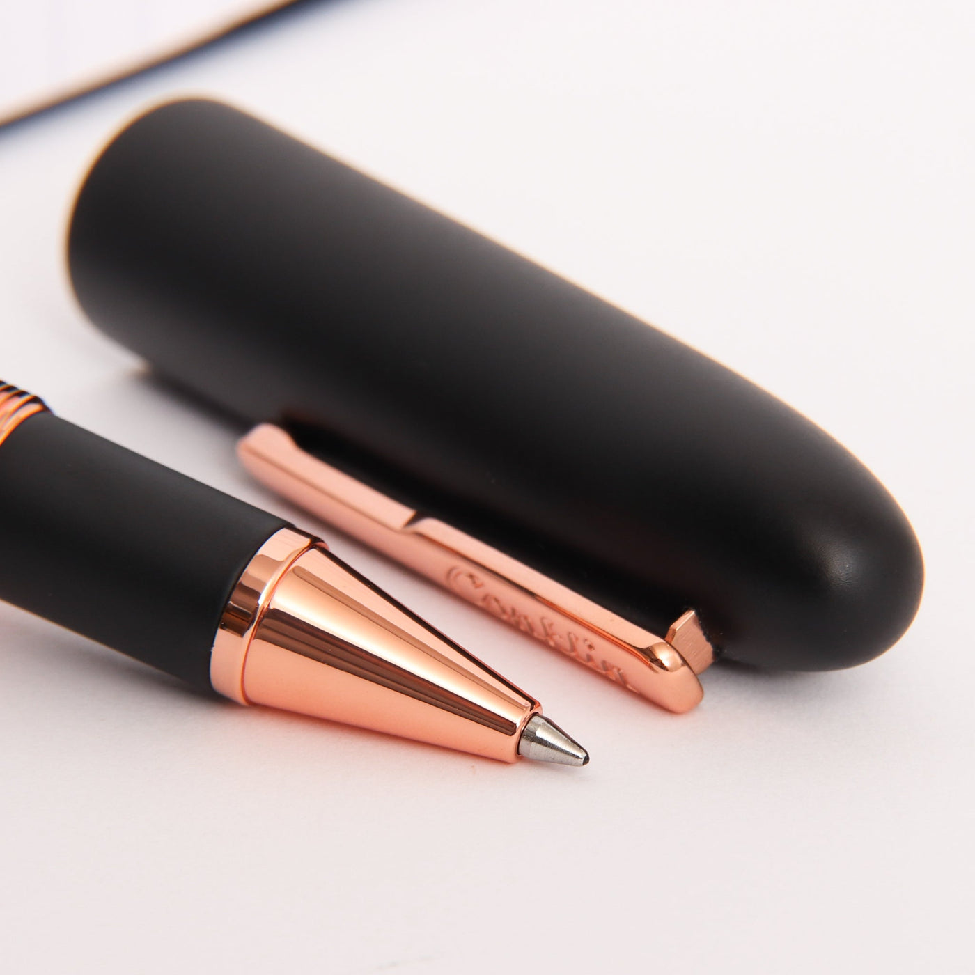 Conklin All American Matte Black & Rose Gold Rollerball Pen Tip Details