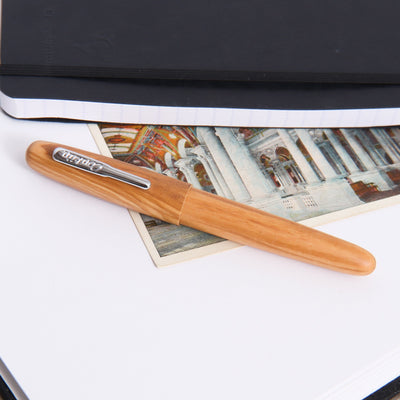 Conklin All American Olive Wood & Chrome Fountain Pen Capped