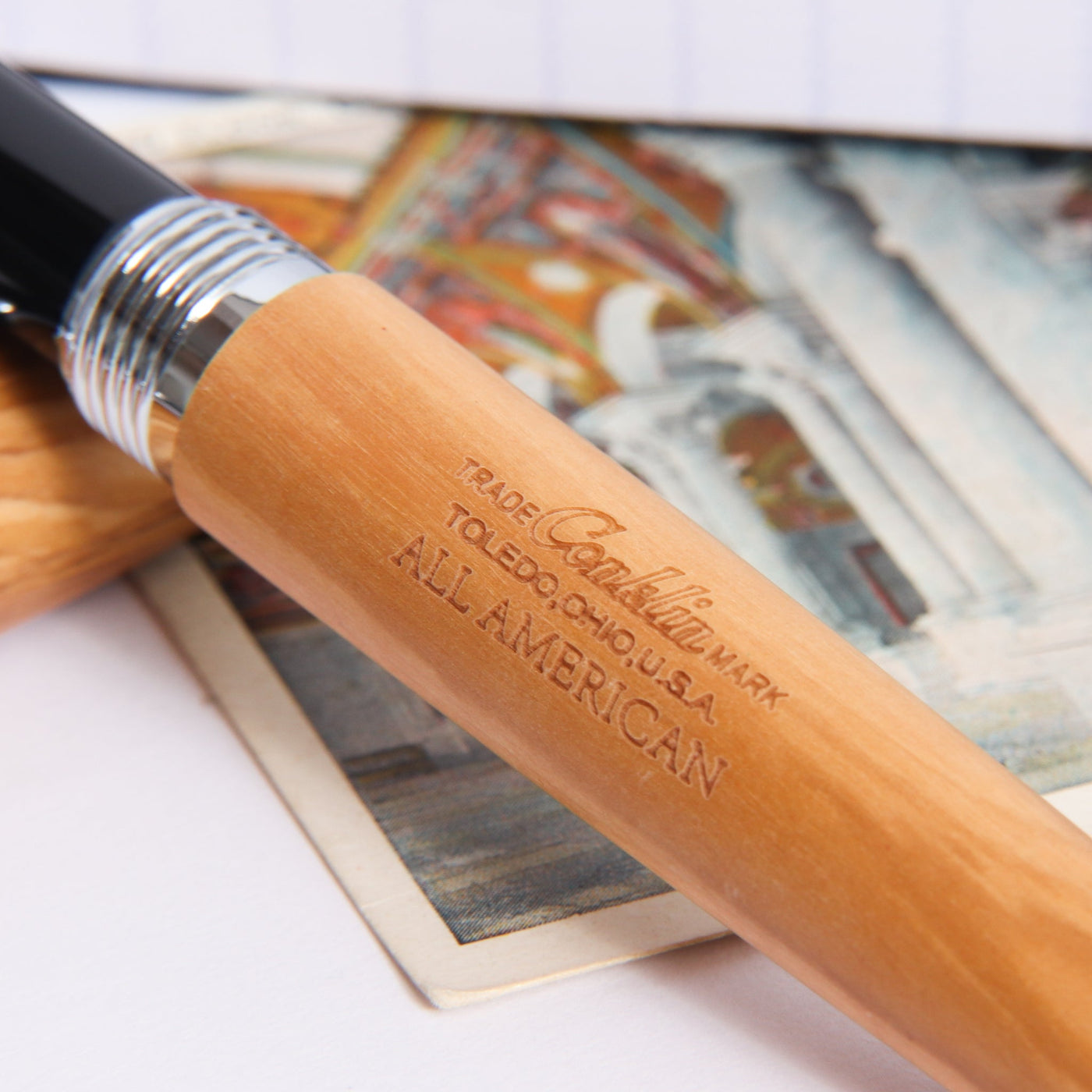 Conklin All American Olive Wood & Chrome Fountain Pen Engraving