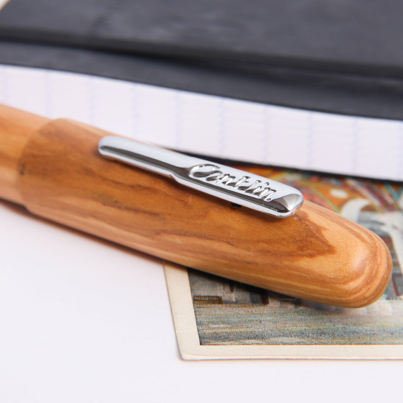 Conklin All American Olive Wood & Chrome Fountain Pen Logo