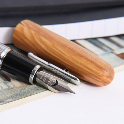 Conklin All American Olive Wood & Chrome Fountain Pen Nib Details