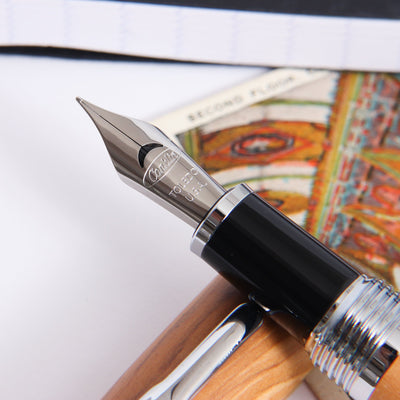 Conklin All American Olive Wood & Chrome Fountain Pen Nib