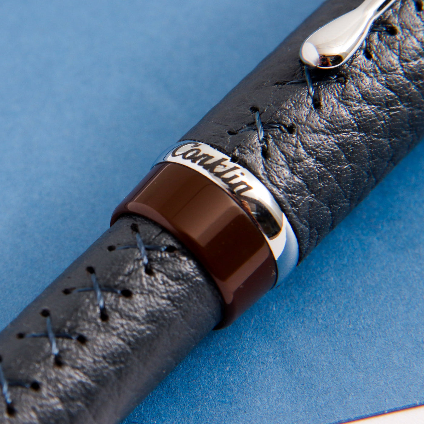 Conklin-Duragraph-Savoy-Ballpoint-Pen-Leather-Cross-Stitching