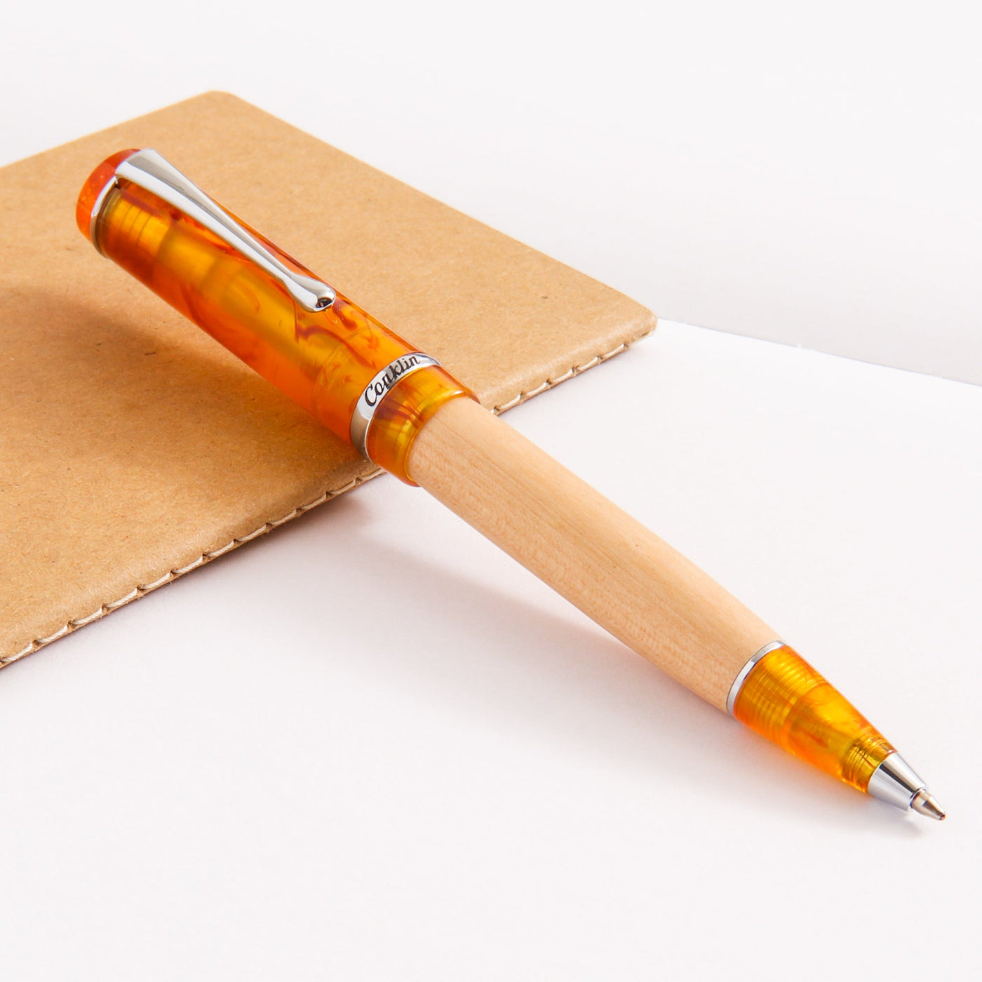 Conklin-Duragraph-Voyager-Ballpoint-Pen-Birchwood-Resin-Chrome