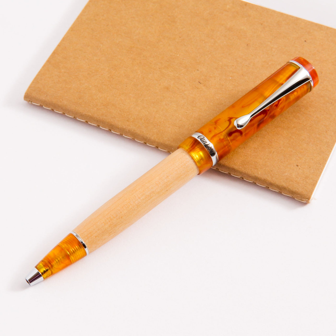 Conklin-Duragraph-Voyager-Ballpoint-Pen-Wood-And-Amber-Resin