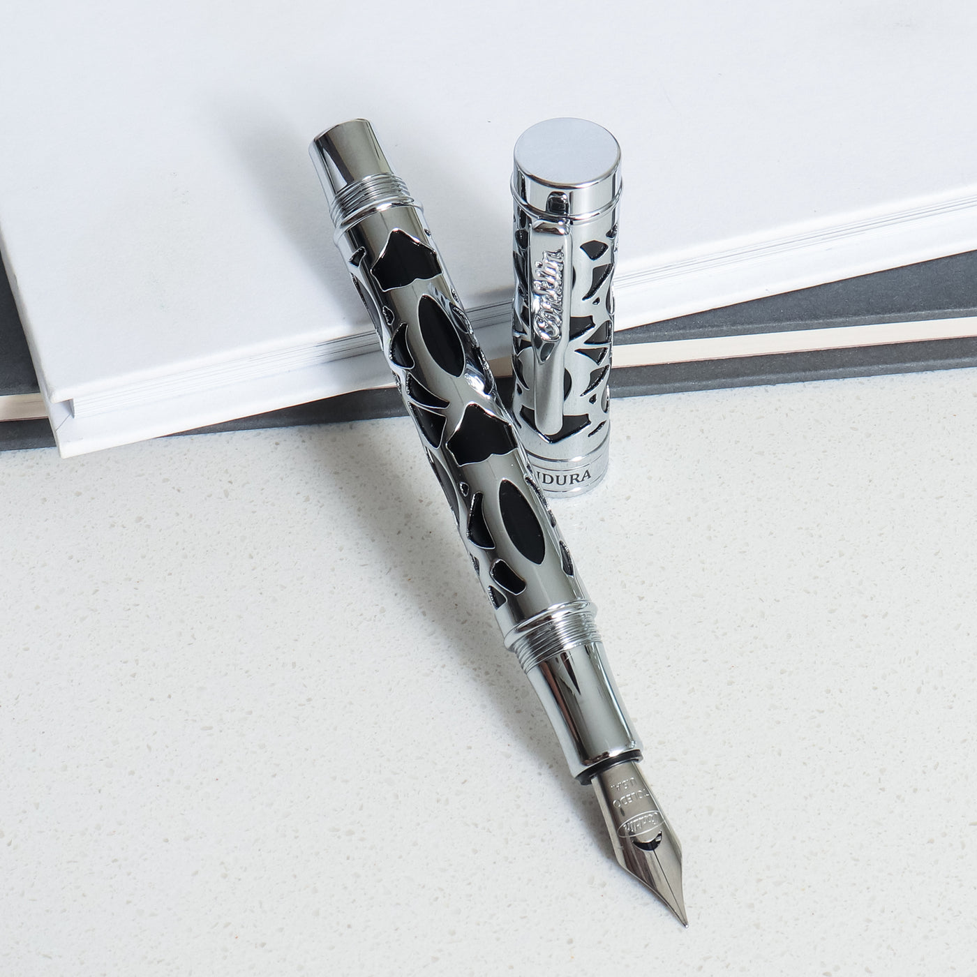 Conklin Endura Deco Crest Black & Chrome Fountain Pen