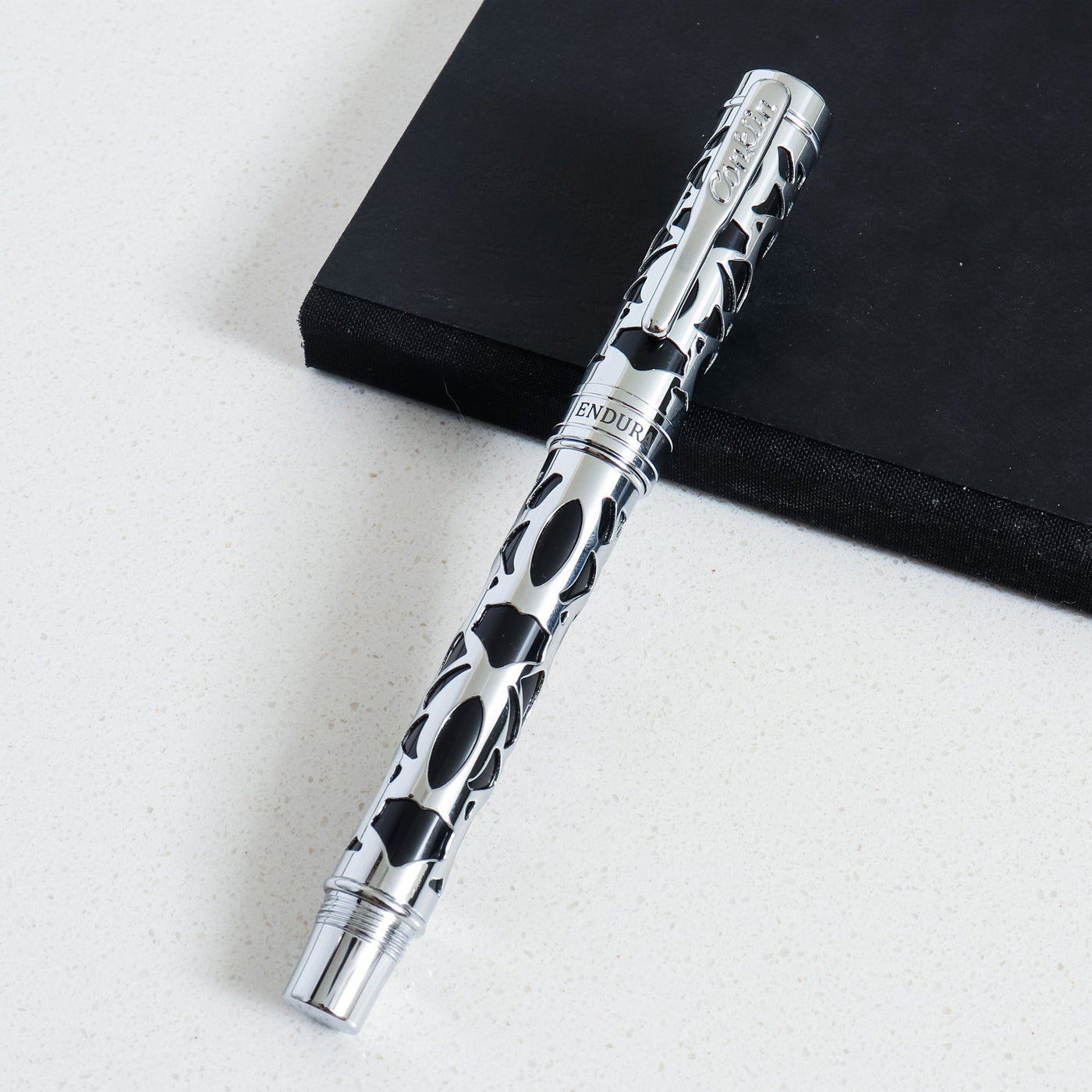 Conklin Endura Deco Crest Black & Chrome Fountain Pen