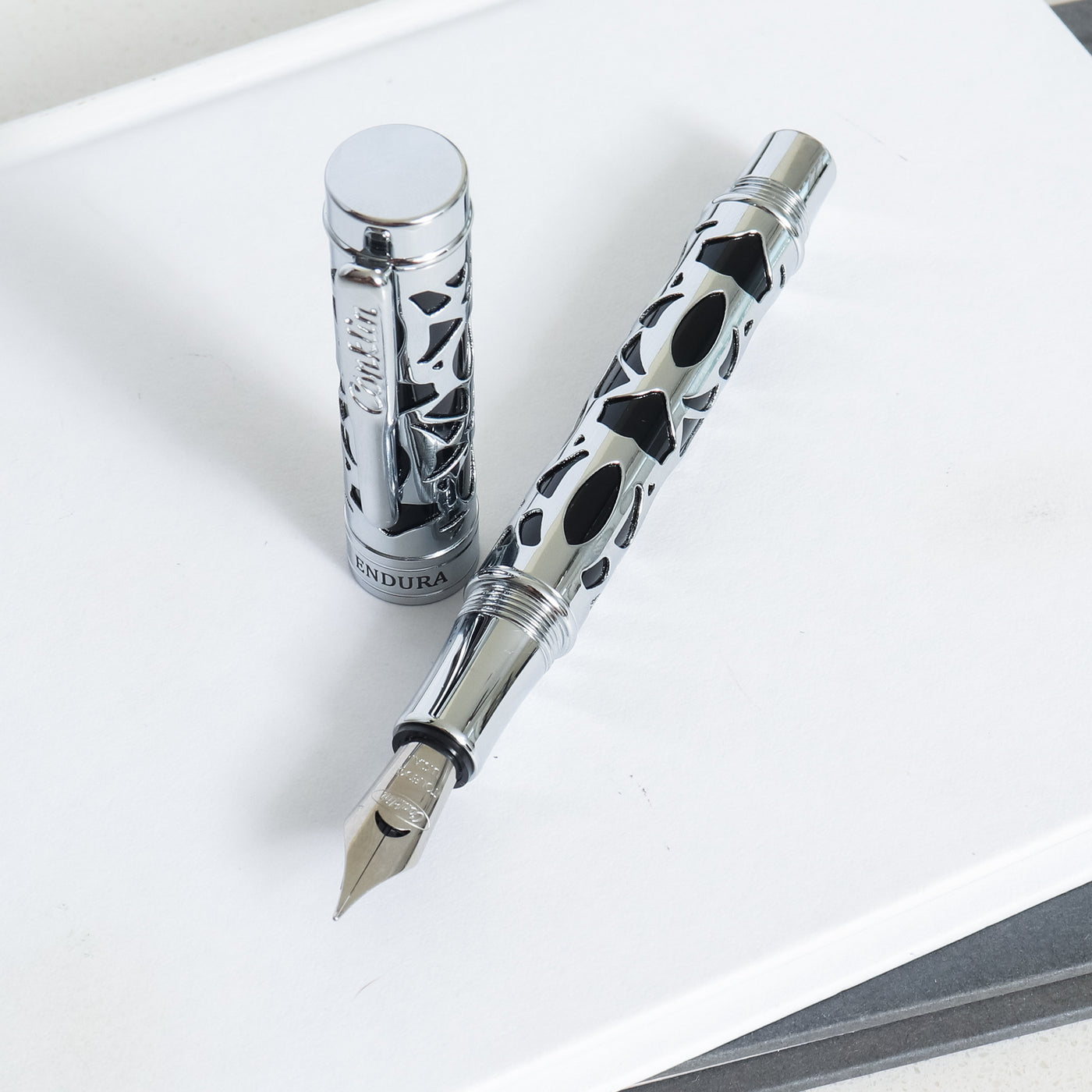 Conklin Endura Deco Crest Black & Chrome Fountain Pen