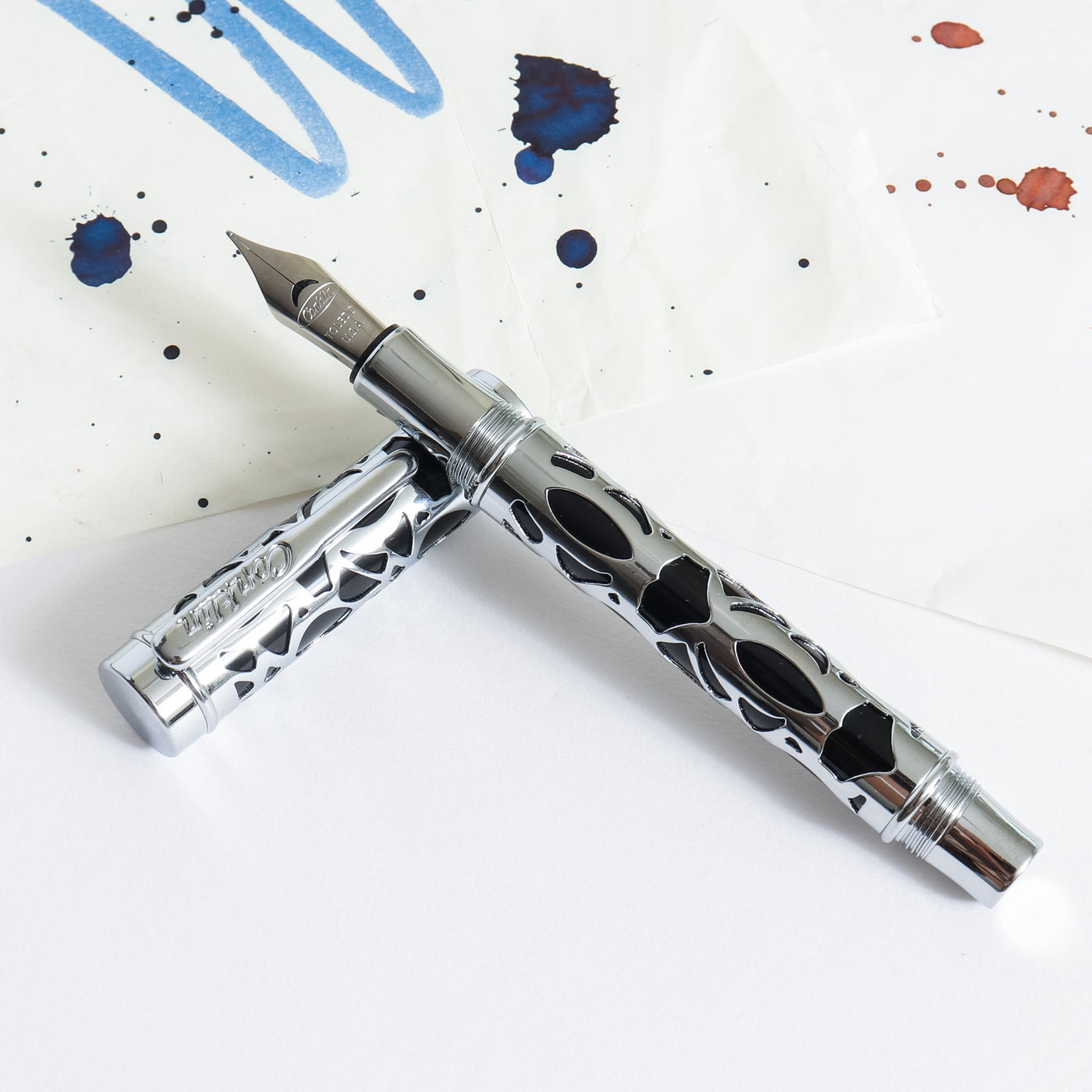 Conklin Endura Deco Crest Black & Chrome Fountain Pen