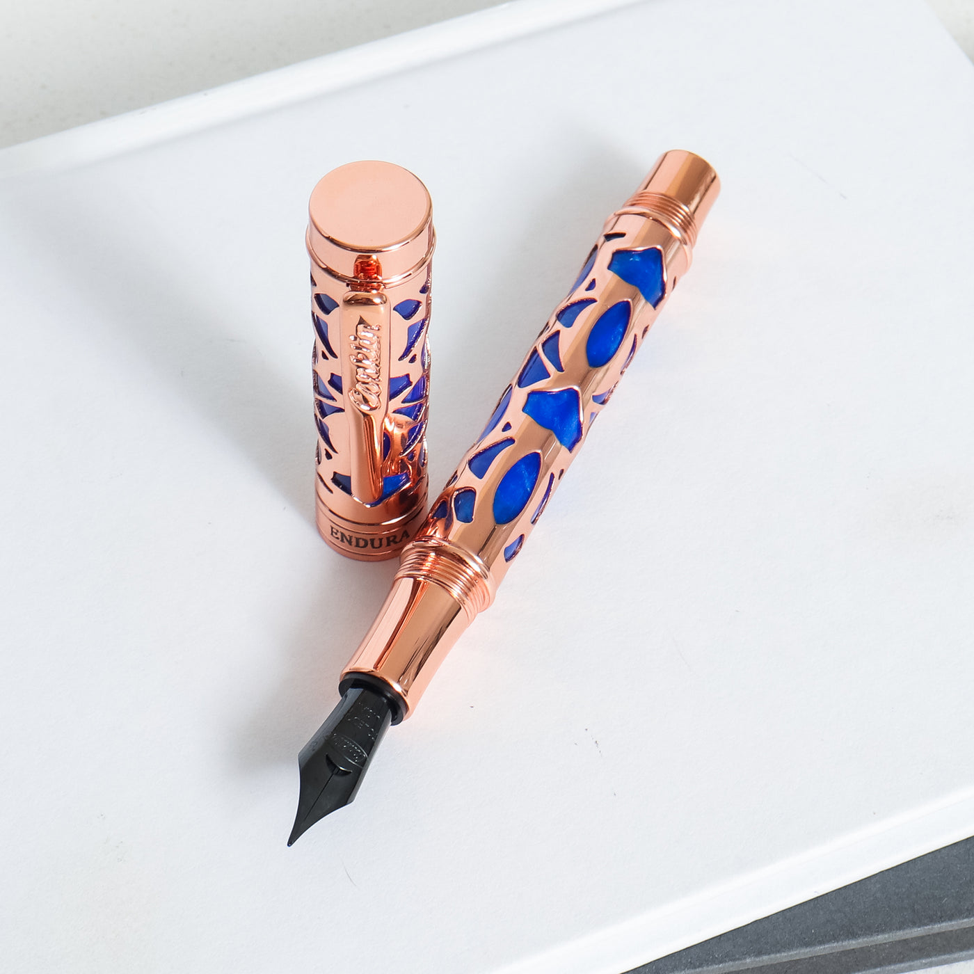 Conklin Endura Deco Crest Blue & Rose Gold Fountain Pen