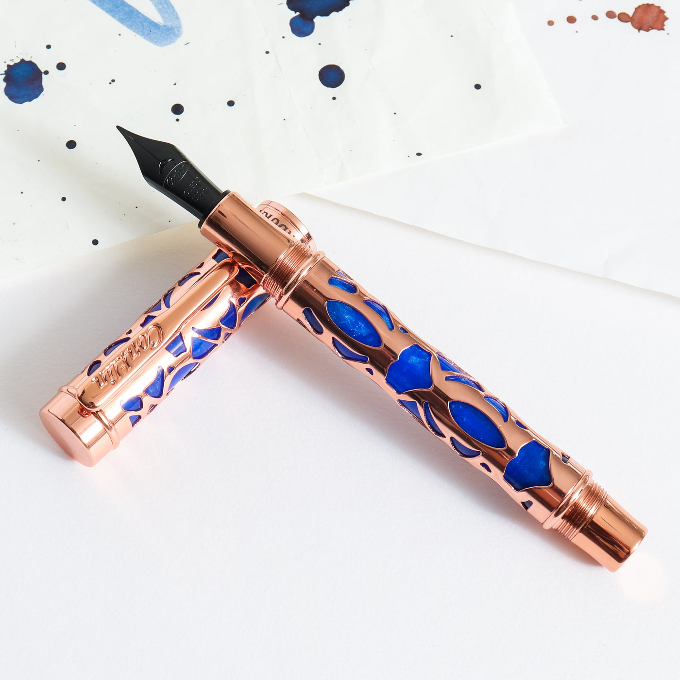 Conklin Endura Deco Crest Blue & Rose Gold Fountain Pen