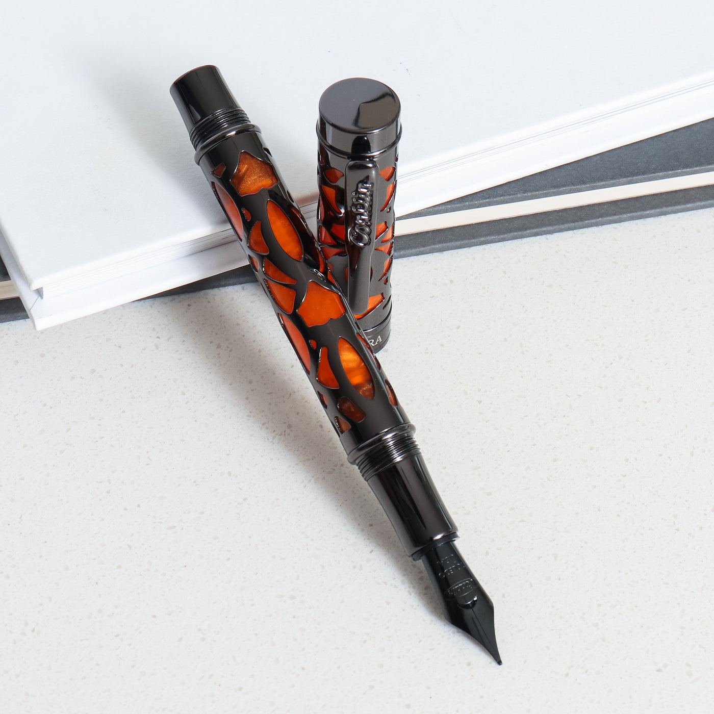 Conklin Endura Deco Crest Orange & Gunmetal Fountain Pen