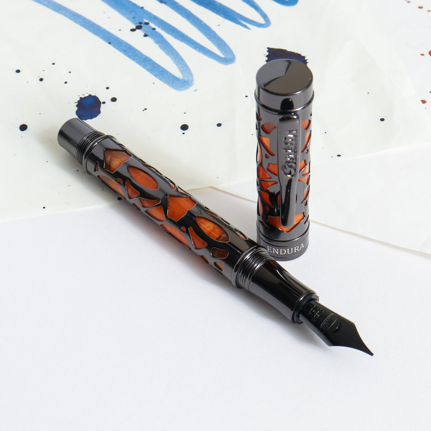 Conklin Endura Deco Crest Orange & Gunmetal Fountain Pen