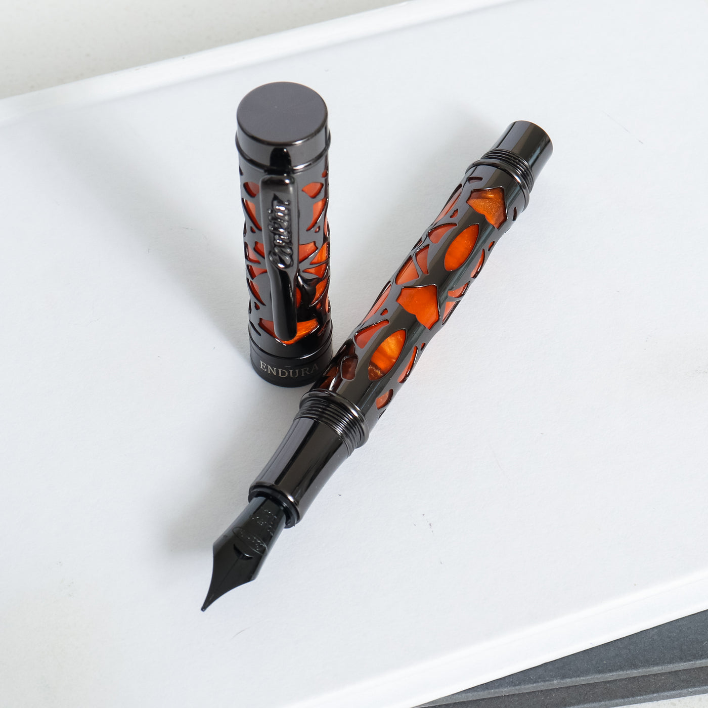 Conklin Endura Deco Crest Orange & Gunmetal Fountain Pen