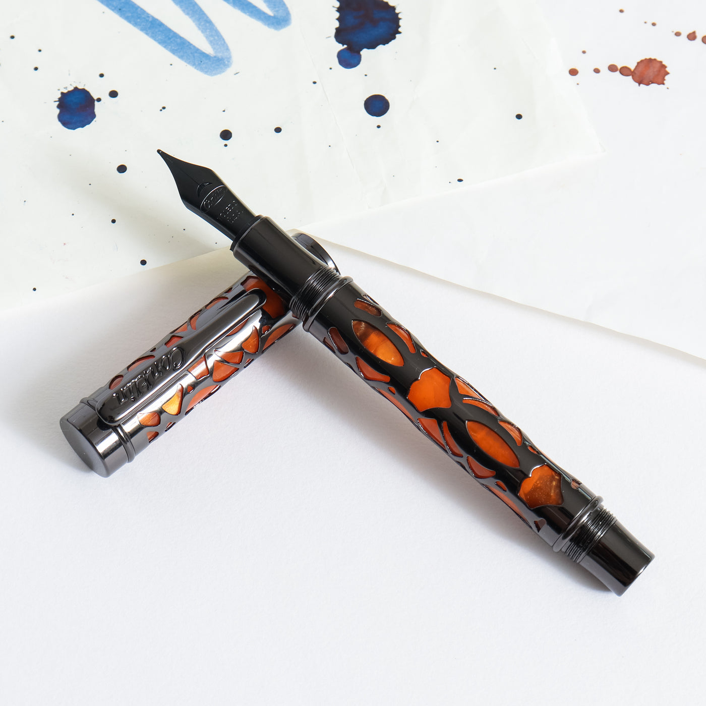 Conklin Endura Deco Crest Orange & Gunmetal Fountain Pen