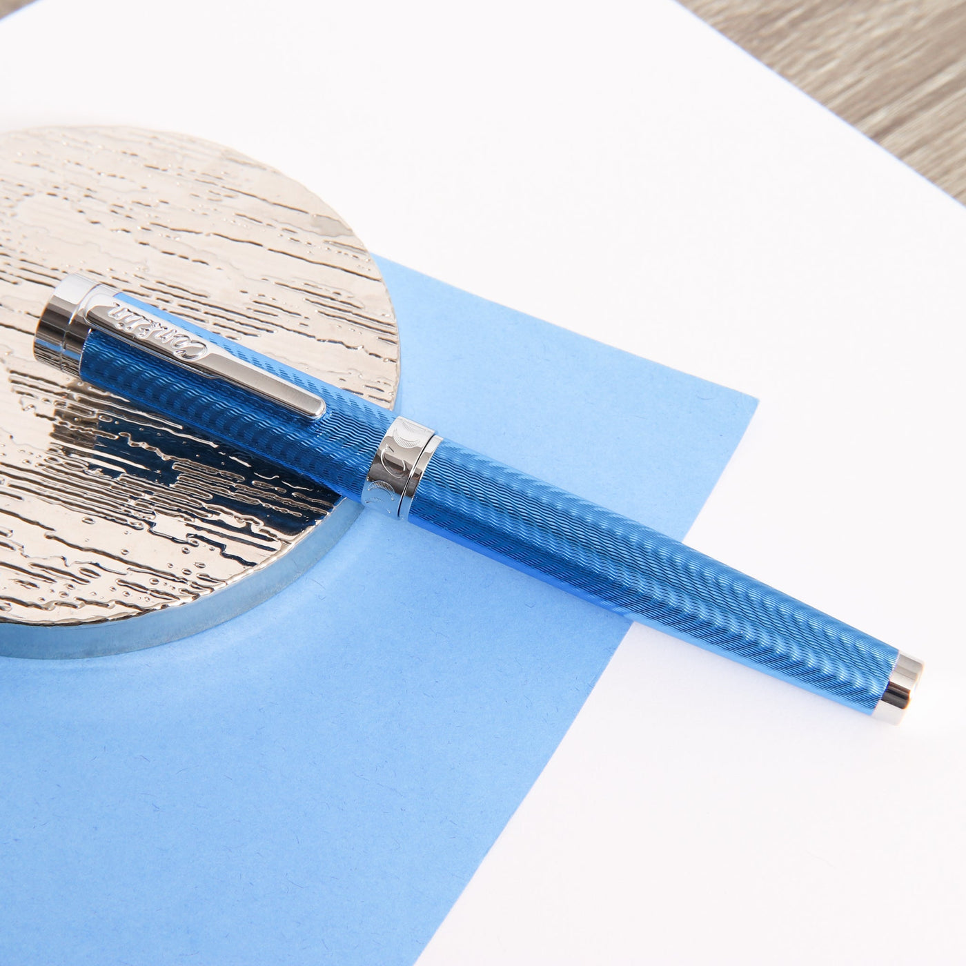 Conklin-Herringbone-Signature-Blue-Fountain-Pen-Capped