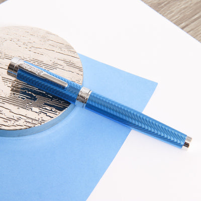 Conklin-Herringbone-Signature-Blue-Fountain-Pen-Capped