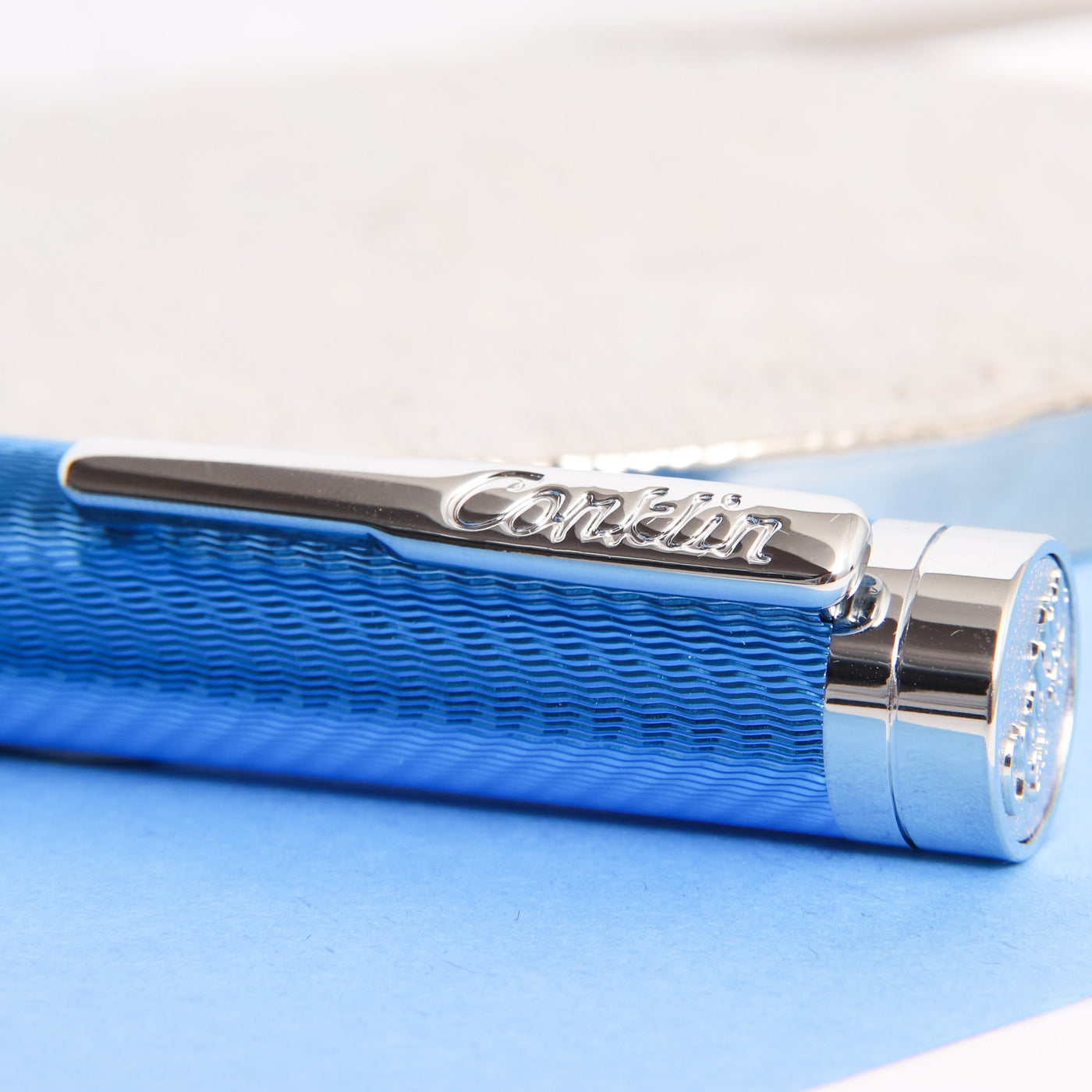 Conklin-Herringbone-Signature-Blue-Rollerball-Pen-Clip