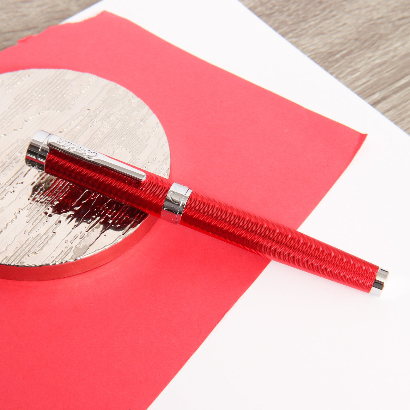 Conklin-Herringbone-Signature-Red-Rollerball-Pen-Capped