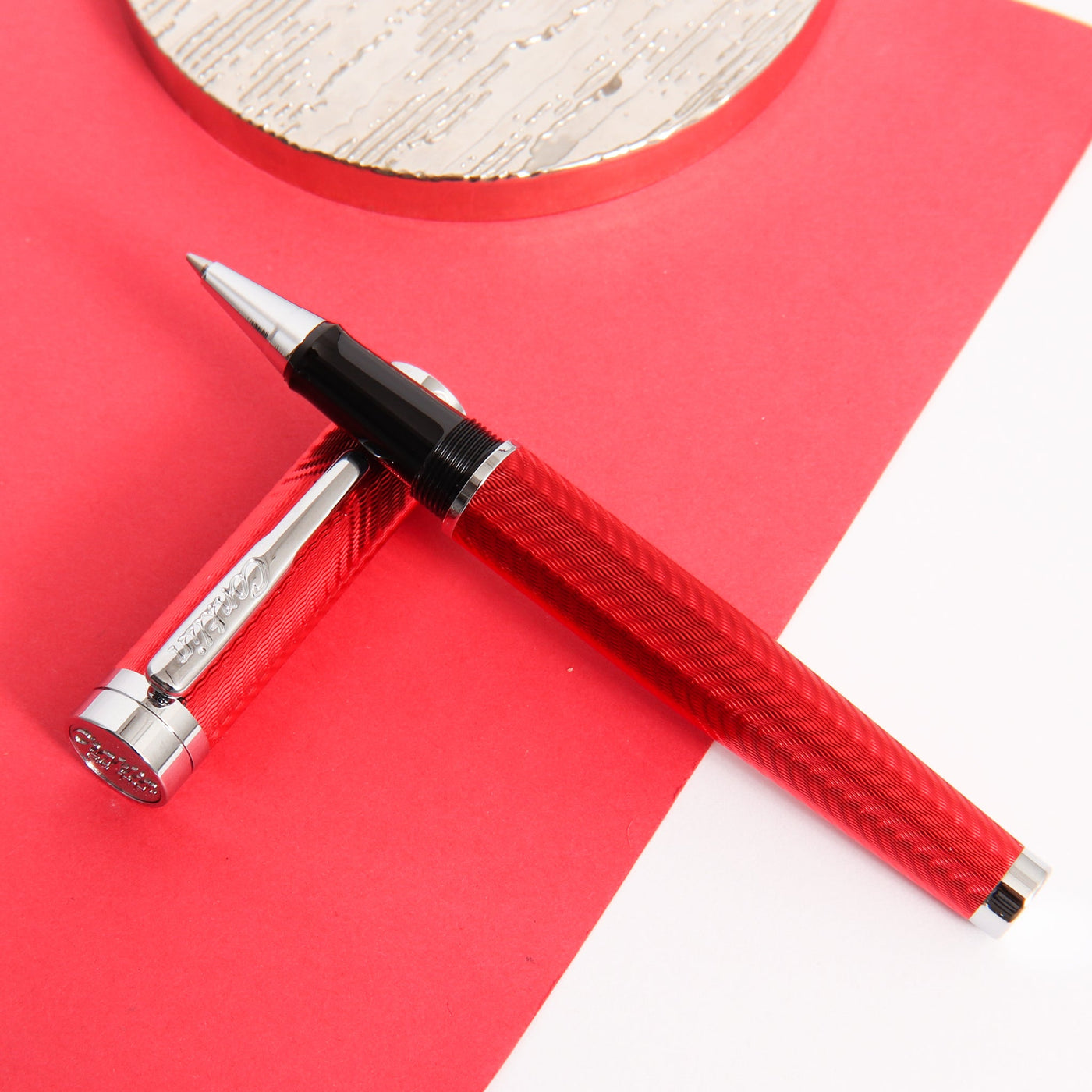Conklin-Herringbone-Signature-Red-Rollerball-Pen