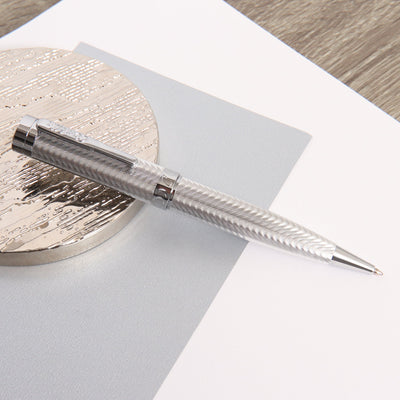 Conklin-Herringbone-Signature-Silver-Ballpoint-Pen